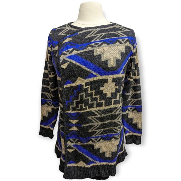 Cliche Couture Southwest Wool Cardigan Womens Medium Purple Western Cozy Aztec - Picture 2 of 5